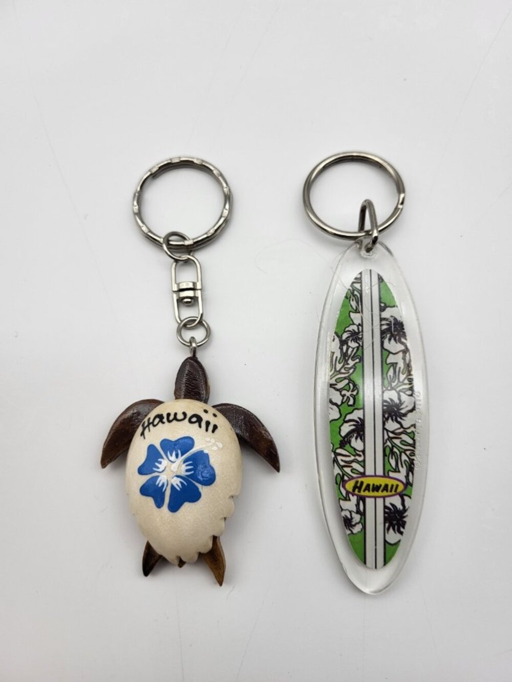 Hawaii Keychain Lot of 2 Turtle Surfboard Travel Souvenir